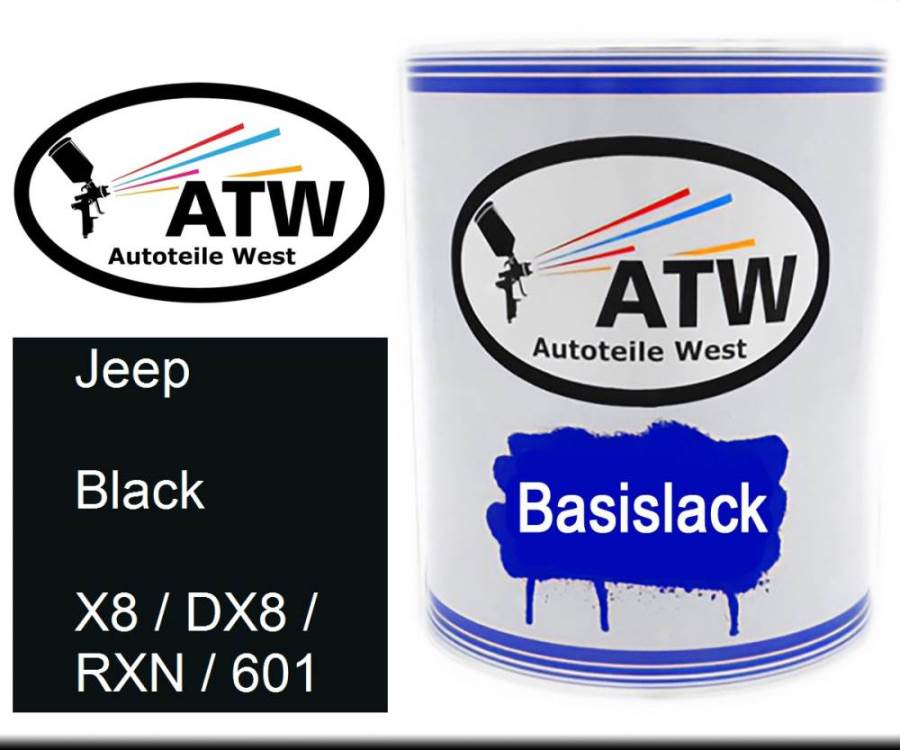 Jeep, Black, X8 / DX8 / RXN / 601: 1L Lackdose, von ATW Autoteile West.